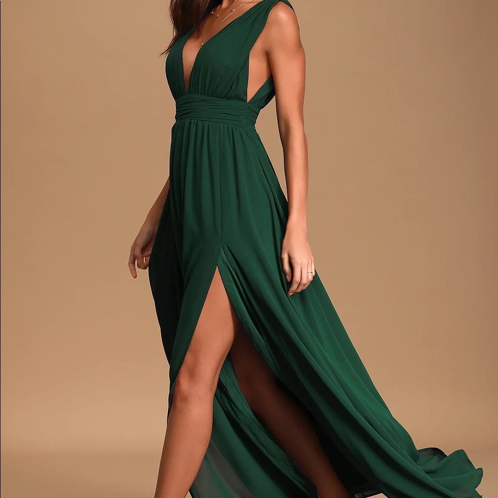 Lulus Hunter Green Bridesmaid/ Formal Dress